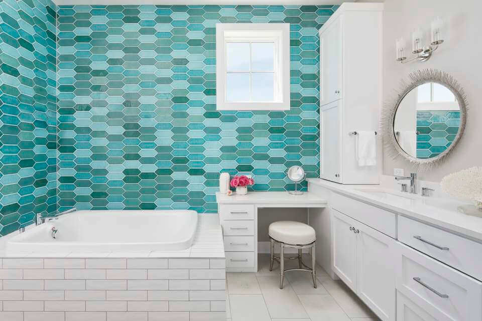 Blue Tile Backsplashes - Bathroom