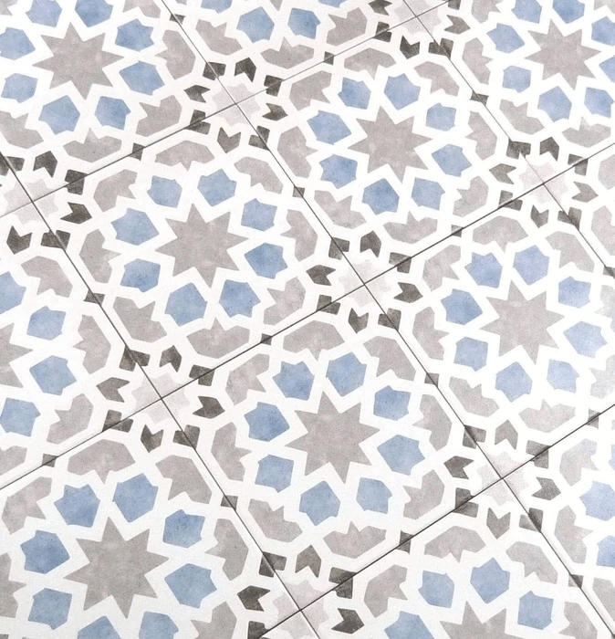 fireplace patterned tile idea